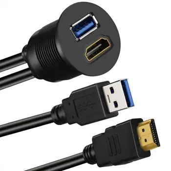 USB 3.0 / HDMI je združljiv s HDMI-združljiv + USB3.0 AUX Razširitev Armaturna Plošča Nepremočljiva Avto Podometno Montažo Kabla