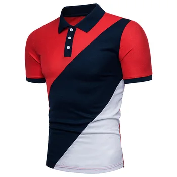 Poletje 2019 Majica Polo Moški Modni Barvni Blok Kratek Rokav Koreje Moški Oblačila Formalno Majica Polo Moški Camisa Masculina 57267