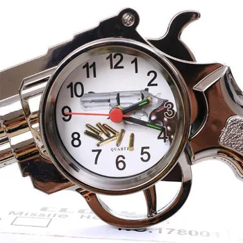 Revolver obliko budilka namizje modni retro plastični model ura Osebnost počitnice študent darilo 3 57479