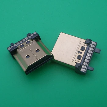 20-100 kozarcev 19 pin Moški Vtič Priključek Zlato plating HDMI je združljiv DIY Sockect popravila zamenjava Spajkanje tip Žice, Spojke 58034