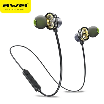 AWEI X650BL Dvojno Gonilnike za Bluetooth Šport Slušalke za V uho Čepkov Neckband HD Zvok, Globok Bas Fone de ouvido Bluetooth Z Mikrofonom 58100