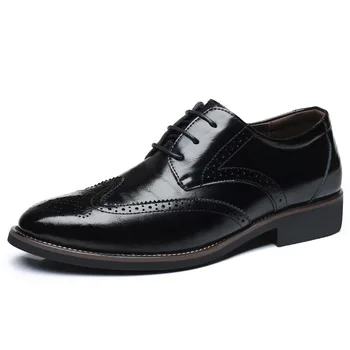 Mazefeng Retro Bullock Design Moških Poslovnih Formalno Čevlji Za Klasično Konicami Prstov Usnjeni Čevlji Moški Oxford Obleko Čevlje Velikih Velikosti 38-48