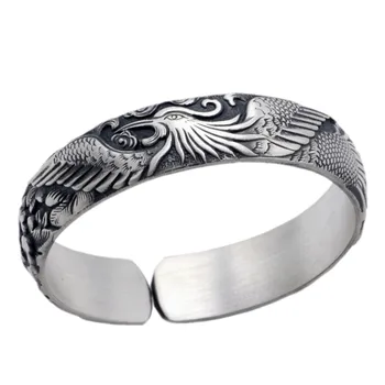 2020 nove realno S925 čistega srebra letnik Tajski silver mat phoenix zapestnica ženska moda etnične slog pav ženska zapestnica 5864