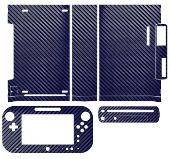 Modra Ogljikovih Vlaken Vinil Kože Nalepke Protector za Nintendo Wii U in krmilnik kože Nalepke