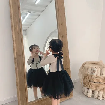 2019 Jeseni Nov Prihod v korejskem slogu bombaž dolg rokav princesa stranka obleko z suspender telovnik za cute sweet baby dekleta 58919