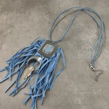 Novo boho kovinskih listov, ogrlico, obesek, dolgo dolžina usnje srebrne ogrlice ženske boho nakit darilo 592