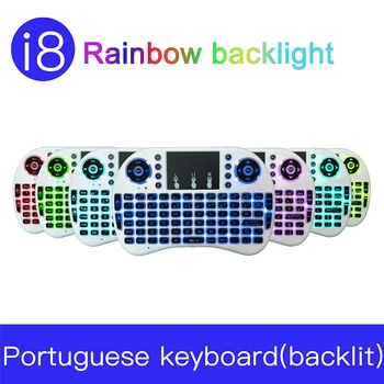 Barvno Osvetljen Mini tipkovnica portugalski Jezik Zraka Miško 2,4 ghz Brezžična Tipkovnica Za Android Smart TV in Računalniku Windows 60382