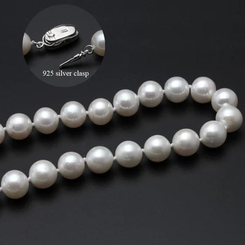 Prefact krog biserna ogrlica, 925 srebrni nakit,poročni white pearl choker ogrlica za ženske,naravni biser nakit fino darilo 60467