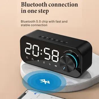 Brezžični Bluetooth Zvočnik, Budilka Zrcalni Digitalni Zaslon LED Subwoofer Glasbeni Predvajalnik, Radijska Budilka Tabela Ura Dropship 60638