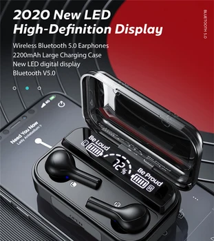 TWS Brezžične Slušalke Touch Kontrole 9D Stereo Bluetooth Čepkov Power LED Zaslon za Šport Vodotesne Slušalke šumov 6067