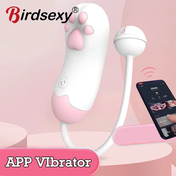 Lizanje Vibrator Za Ženske APP Vibracijska Sex Igrače Cat Claw Klitoris Stimulator Ženski Masturbator Skoki Jajce Vagina Vibracij 60763