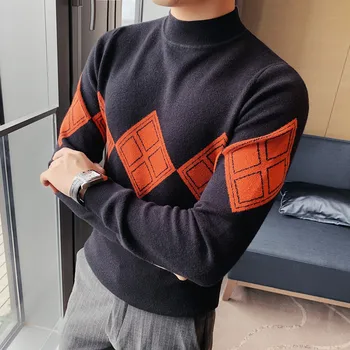 Korejski Jesensko Zimski Pulover Casual Moški Oblačila 2020 Dolg Rokav Moda Ulične Slim Fit Pleteni Puloverji Potegnite Homme 3XL-M 62853