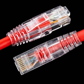 50Pcs Cat6 RJ45 Konektor UTP Kabel Ethernet Priključek 8P8C Omrežja CAT 6 Modularni Svečke s 6,5 mm RJ45 Kape 638