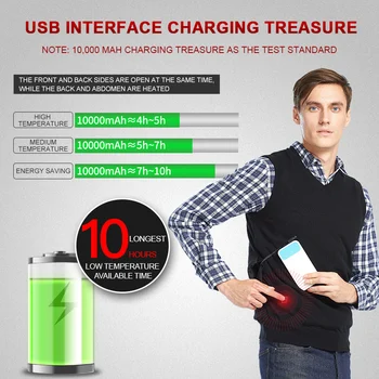 Baterija Ogrevano Sweater Moški Prostem USB Infrardeče Ogrevanje Telovnik, Suknjič Pozimi Prilagodljiv Električna Toplotna Oblačila Waistcoat