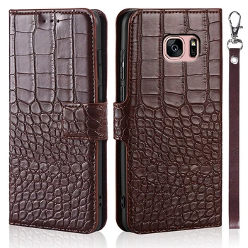 Flip Case za Samsung Galaxy S7 Rob G9350 G935A G935FCover Krokodil Tekstura Usnja Oblikovanje Knjige Telefon Coque Capa Z