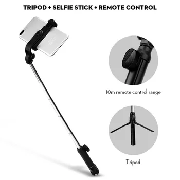 3 v 1 Brezžična tehnologija Bluetooth Selfie Palico w/Daljinsko upravljanje Mini Stojalo Zložljivo Podaljša Selfie Stojalo Samosprožilec Artefakt Palico