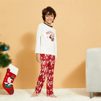 Družina Se Ujemanje Božičnih Pižamo Določa Oče, Mama, Otrok, Risanka Santa Claus Natisnjeni Sleepwear Homewear Za Xmas Party