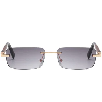 Vintage Pravokotnik Rimless sončna Očala Moški Ženske Klasična Moda Luksuzne blagovne Znamke Design Leseni Kvadrat Mala sončna Očala UV400 gafas