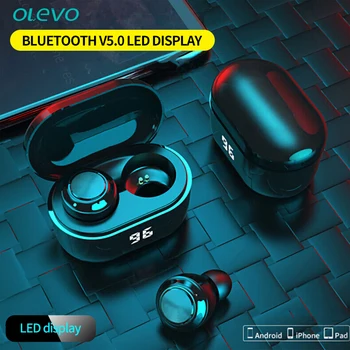 čepkov slušalke bluetooth V5.0 brezžični tws ušesa telefonov v uho modri zob hi-fi Stereo zvok bloothooth z mikrofonom display
