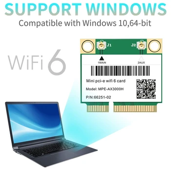 2974Mbps Wifi 6 Mini PCI-E Card 2.4 G/5Ghz Bluetooth 5.0 Brezžično Omrežje Wlan Kartico Wifi 802.11 Ax/Ac Windows 10 Prenosnik 66415