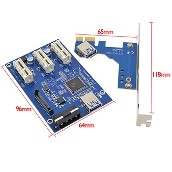 Debelo 60 cm USB 3.0, 1X PCIE Kartico Riser PCI-E Express 1x to3 Extender Riser Card Adapter za SATA 15Pin 4PIN Napajanje 66634