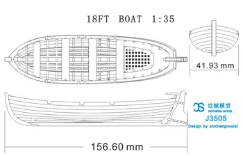 NIDALE model Sacle 1/35 masivnega lesa rešilni čoln model kompleti 18 FT Splošno rešilni čoln model