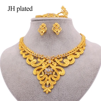 Nakit set zlato barvo, nakit sklopov Afriška poroko ornament poročna darila za ženske collares ogrlico, zapestnico, uhane, prstan iz 67930