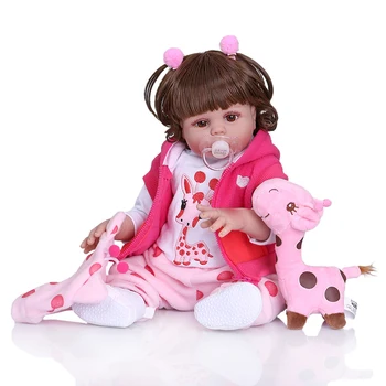Kodraste lase 49 CM bebe lutka prerojeni malčka lutka dekle v roza obleko za celotno telo, mehki silikonski realne baby Kopel igrača nepremočljiva 67972