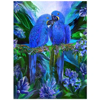 5Diy Diamond Slikarstvo ptic Celoten Kvadratni Ročno Diamond Mozaik Navzkrižno Šiv blue parrot Doma Dekor Sliko Nosorogovo 6807
