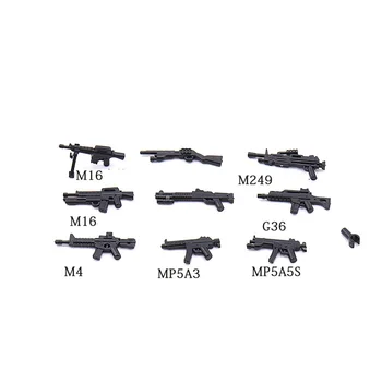 Ww2 Moc sodobno vojaško orožje brickmania gradnik svetovni vojni deli M16 M249 MP5 AK12 M1915 AK47 DIY Puško, pištolo opeke igrače 6813