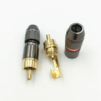 4Pcs Visoke Kakovosti Baker RCA Moški Plug Adapter Avdio Phono Spojka Konektor za Kabel Zvočnikov Ojačevalniki Podporo 6MM Kabel 68599