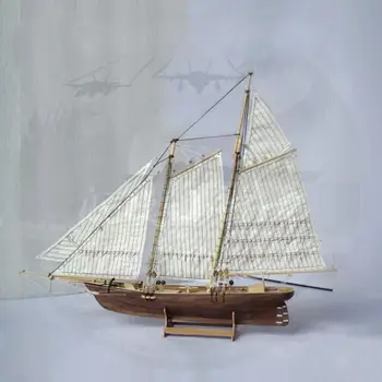 HobbyLane 1:120 DIY Lesene Sestavljanje Ladje, Jadranje Model Classic Jadrnica Lasersko Rezanje Proces Puzzle Igrače