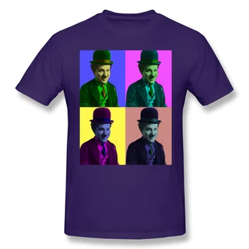 Štiri Barve Tiskanja Bombaža T-Shirt Chaplin Strip Igralec Moški Modni Ulične