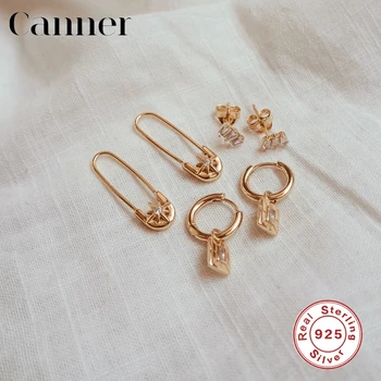 Canner 925 Sterling Srebro Stud Uhani Za Ženske Ustvarjalne CZ Mini Pin, Vzorec Earings Fine Nakit Piercing pendientes W5