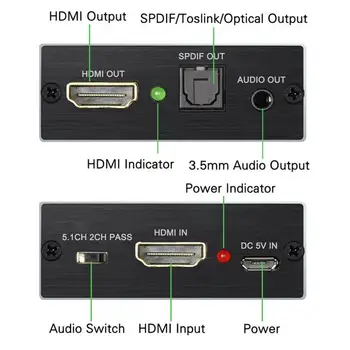 4 K HDMI audio extractor Optische SPDIF TOSLINK 3.5 mm Stereo Audio (Stereo zvok Extractor Pretvornik Za TELEVIZOR, DVD Predvajalnik, HDMI Audio Splitter 70954
