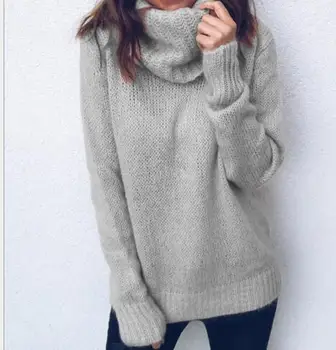 2018 Jeseni in Pozimi nov pulover ženske barva dolgo sleeved visoko vratu puloverju pulover 71069