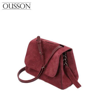 OUSSON 2020 novi retro široka ramena žensk vrečko luksuznega usnja nubuck torbico, modni ramenski Messenger bag bolsas feminina