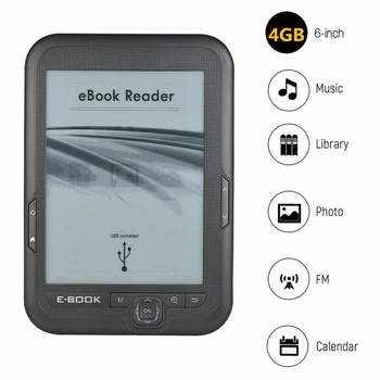 6 Inch 4GB Ebook Reader E-Ink Zaslon E Knjige Svetlobe Eink Zaslon E-Knjige, E-Ink E-Bralnik MP3 z ohišjem, WMA, PDF, HTML 7128