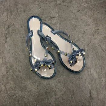 Poletje moda za ženske sandale zakovice klinov flip flops zdrsne na plaži strani ženske sandale Luksuzne blagovne Znamke Copati Ženske Jelly Čevlji