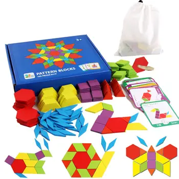 155pcs Lesene Vzorec Blok Nastavi Ustvarjalni Otroci Izobraževalne Igrače Montessori Razvojne možganov teaser jigsaw Igrača 71421