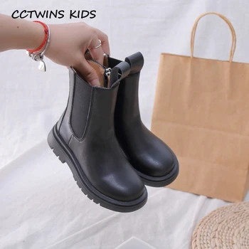 CCTWINS Otroci Škornji 2020 Jeseni, Pozimi Otrok Modni Škornji Baby Dekleta blagovno Znamko Črni Čevlji Toddlers Pu Usnje, usnjeni Čevlji FB1841 71776