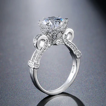 Kinel Moda Cirkon Prstan Belo Zlato Barvo CZ Kamen Poročni Nakit Crystal, ki je Napolnjena Klasičnih Prst Anillos Mujer Darilo