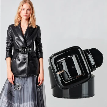 Plus velikost pasovi za ženske pasu ceinture femme sijoče lakasto usnje črni pas širok cinturon mujer 2020 big riem visoke kakovosti
