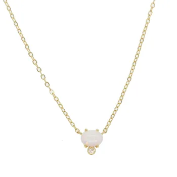 2019 Vrh kakovosti občutljivo obliko elipse ogrlico, obesek za ženske gospa moda Kubičnih Cirkonij white opal srčkan čar ogrlice 73218