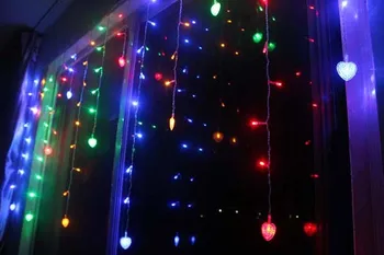 Multicolor LED Niz Strip Festival Praznik Luči Božič Poroko Decoracao Zavese svetilke 3,5 m 100 SMD 18 Srca EU/ZDA/velika britanija/AU
