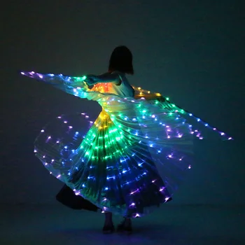 Ples trebuh LED Krila sveti Krilo Kostum Mavrične Barve Stopnji Uspešnosti Rekviziti LED Ples Krila S Palico 74688