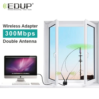 EDUP USB WiFi Adapter 300Mbps Z Dvojno Snemljivi Anteni 6dBi Brezžična Omrežna Kartica Za PC Desktop Prenosnik Dodatki Windows