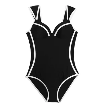 Seksi Retro Črno Belo Črtasto Push Up En Kos Kopalke Obleka, Ženske 2021 Monokini Kopalke Ženske Plavati Trikini Kopalke 76459