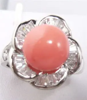 Najplemenitejše rdeča srebrna Prodajo Očarljivo Plemenito nakit Roza Koralni Stam Velikost 6/7/8/9# lady, poročni nakit, prstani
