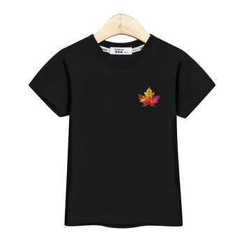 Maple Leaf Modni T-shirt Otroci Poletje Kostume Bombaž Vrhovi Fantje Dekleta Majica Kratek Rokav Vintage Print majica s kratkimi rokavi